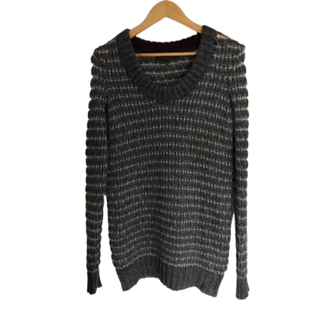 Rag & Bone Grey Wool Alpaca Blend Open Knit Scoop Neck Sweater XSmall